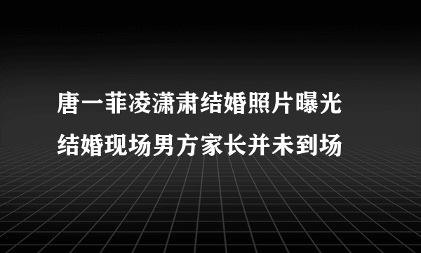 唐一菲凌潇肃结婚照片曝光 结婚现场男方家长并未到场