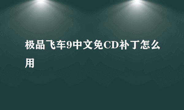 极品飞车9中文免CD补丁怎么用