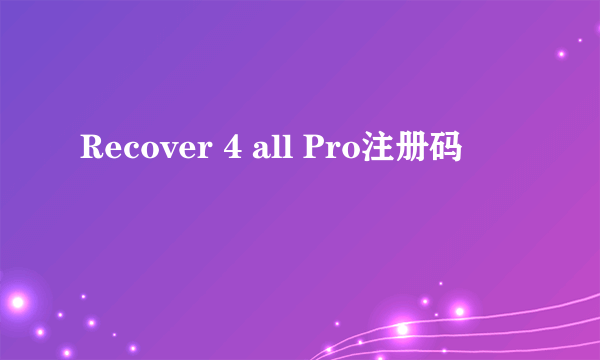 Recover 4 all Pro注册码