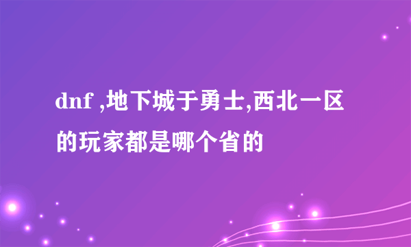 dnf ,地下城于勇士,西北一区的玩家都是哪个省的