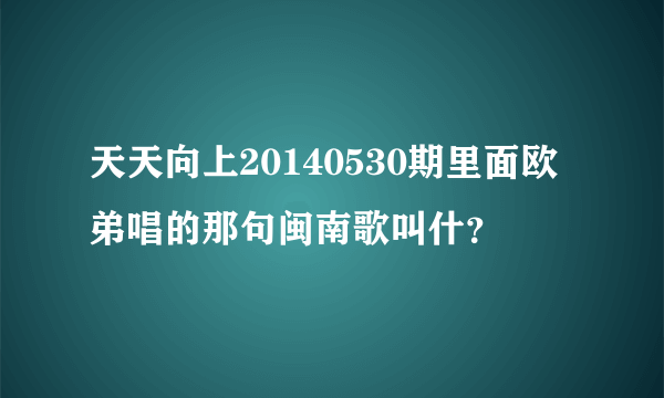 天天向上20140530期里面欧弟唱的那句闽南歌叫什？