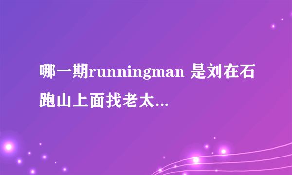 哪一期runningman 是刘在石跑山上面找老太太成自己的新娘