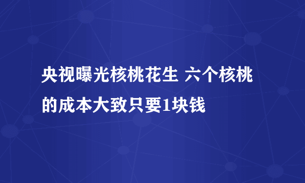 央视曝光核桃花生 六个核桃的成本大致只要1块钱