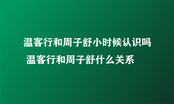 温客行和周子舒小时候认识吗 温客行和周子舒什么关系