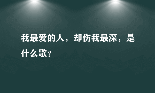 我最爱的人，却伤我最深，是什么歌？