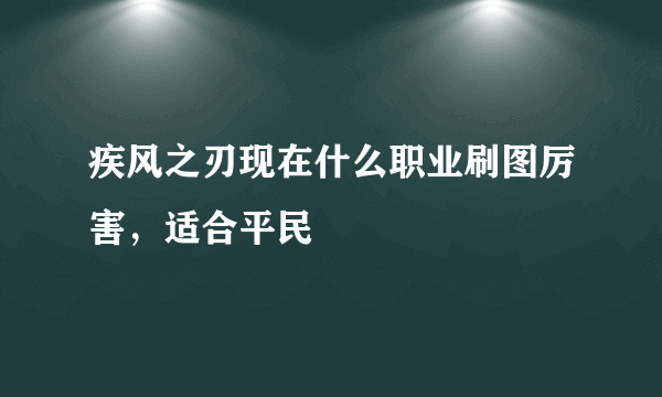 疾风之刃现在什么职业刷图厉害，适合平民