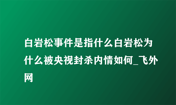 白岩松事件是指什么白岩松为什么被央视封杀内情如何_飞外网