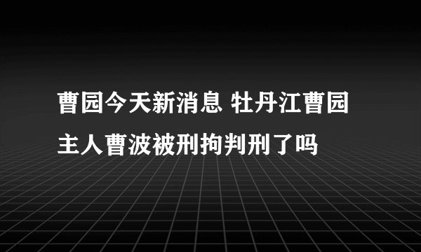 曹园今天新消息 牡丹江曹园主人曹波被刑拘判刑了吗