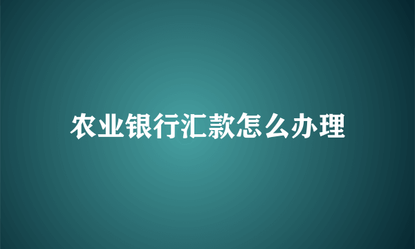 农业银行汇款怎么办理