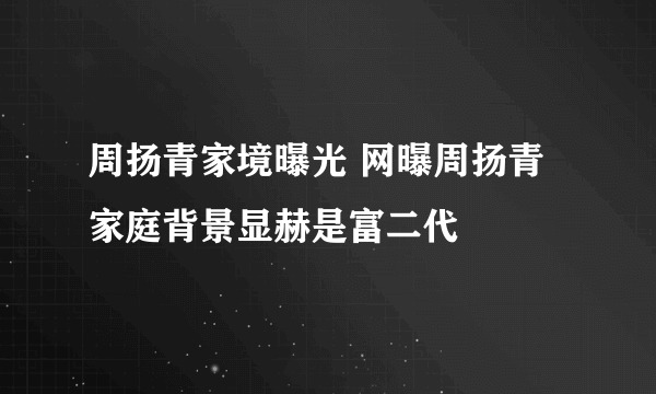 周扬青家境曝光 网曝周扬青家庭背景显赫是富二代