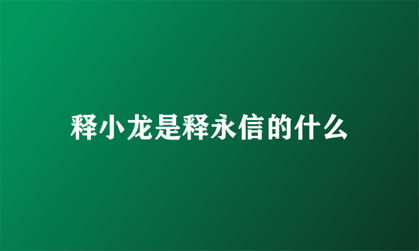 释小龙是释永信的什么