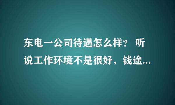 东电一公司待遇怎么样？ 听说工作环境不是很好，钱途怎么样啊？