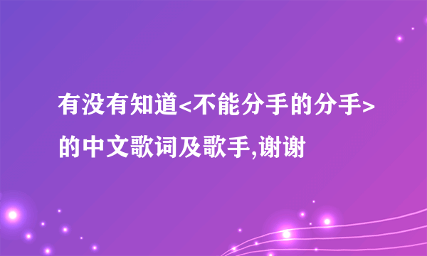 有没有知道<不能分手的分手>的中文歌词及歌手,谢谢