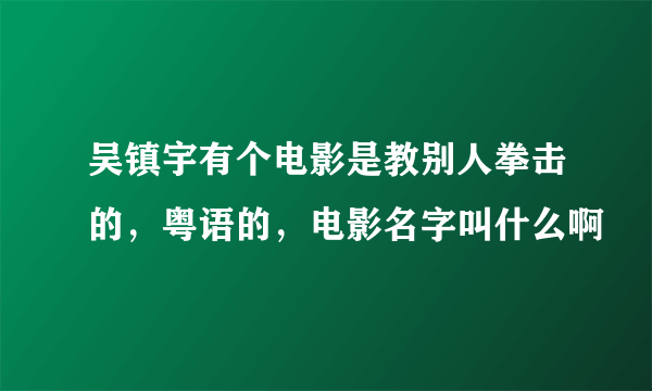 吴镇宇有个电影是教别人拳击的，粤语的，电影名字叫什么啊