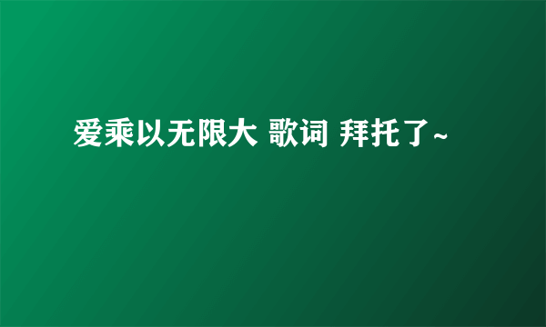 爱乘以无限大 歌词 拜托了~