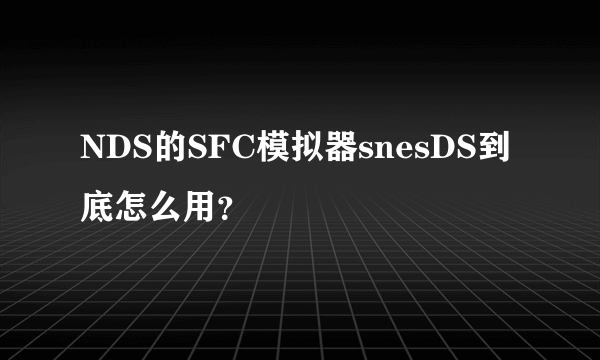 NDS的SFC模拟器snesDS到底怎么用？