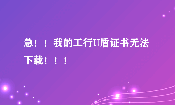 急！！我的工行U盾证书无法下载！！！