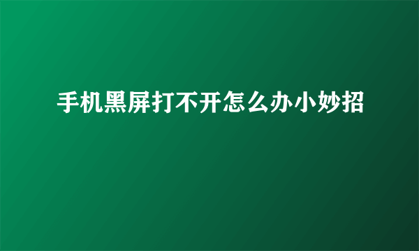 手机黑屏打不开怎么办小妙招