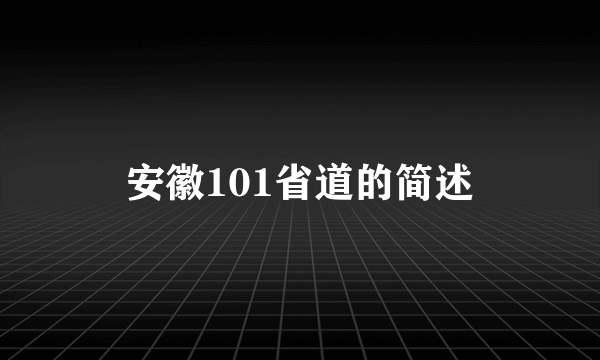 安徽101省道的简述