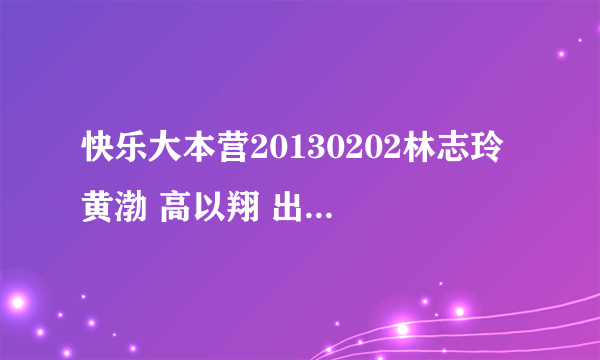 快乐大本营20130202林志玲 黄渤 高以翔 出场秀的歌曲各是什么