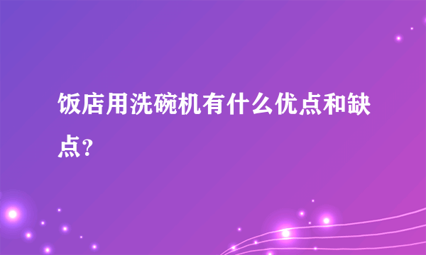 饭店用洗碗机有什么优点和缺点？