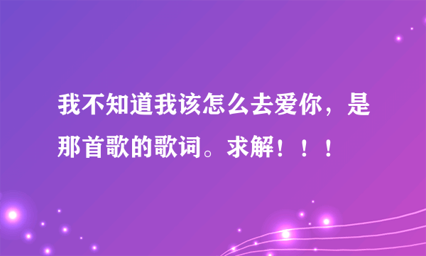 我不知道我该怎么去爱你，是那首歌的歌词。求解！！！