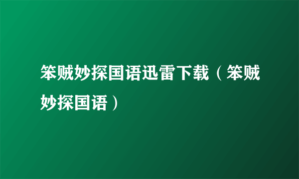 笨贼妙探国语迅雷下载（笨贼妙探国语）