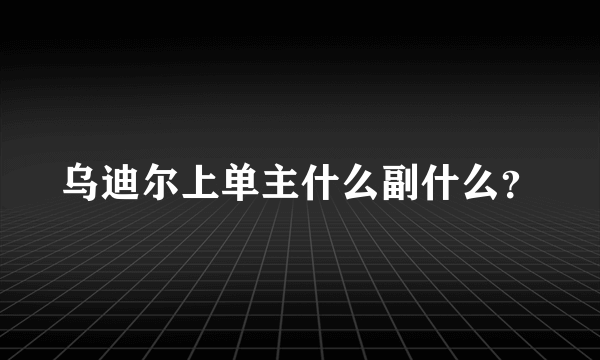 乌迪尔上单主什么副什么？