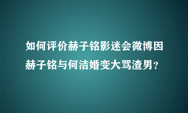 如何评价赫子铭影迷会微博因赫子铭与何洁婚变大骂渣男？