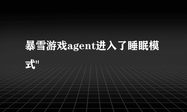 暴雪游戏agent进入了睡眠模式