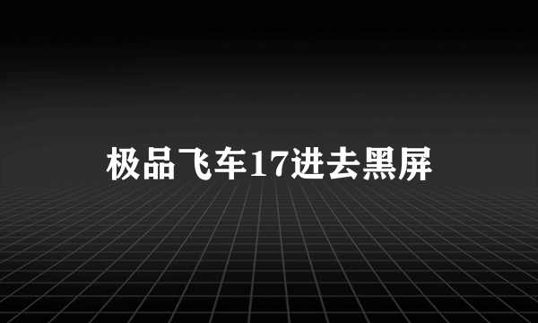 极品飞车17进去黑屏