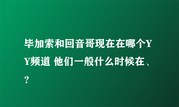 毕加索和回音哥现在在哪个YY频道 他们一般什么时候在、？