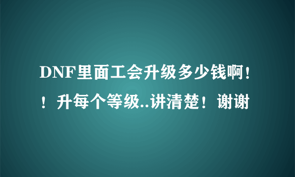 DNF里面工会升级多少钱啊！！升每个等级..讲清楚！谢谢