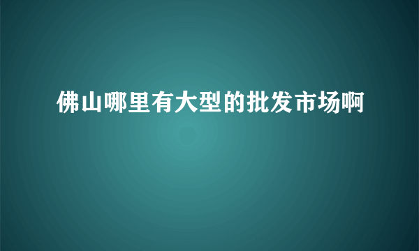 佛山哪里有大型的批发市场啊