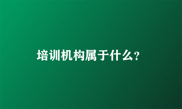 培训机构属于什么？