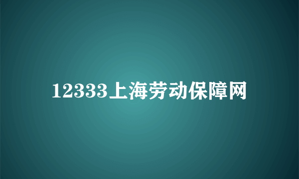 12333上海劳动保障网