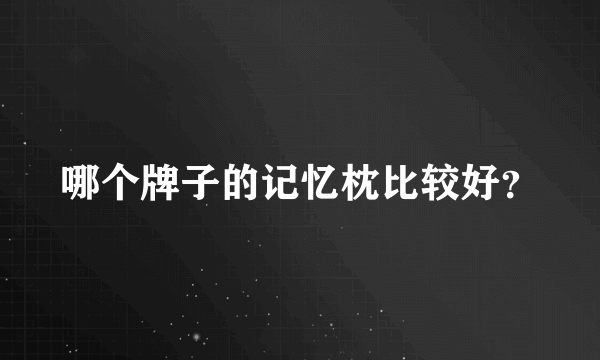 哪个牌子的记忆枕比较好？