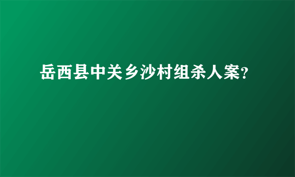 岳西县中关乡沙村组杀人案？