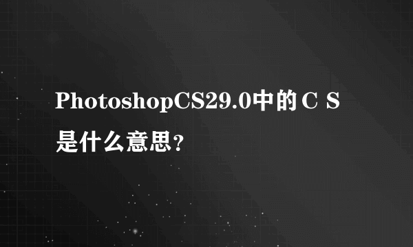 PhotoshopCS29.0中的ＣＳ是什么意思？