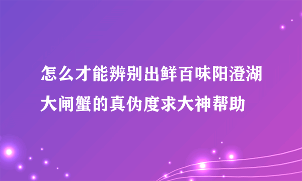 怎么才能辨别出鲜百味阳澄湖大闸蟹的真伪度求大神帮助