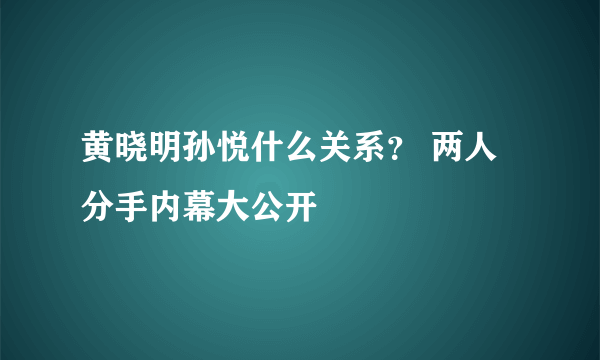 黄晓明孙悦什么关系？ 两人分手内幕大公开