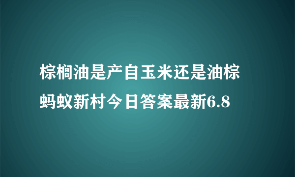 棕榈油是产自玉米还是油棕 蚂蚁新村今日答案最新6.8