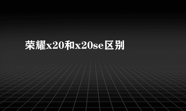 荣耀x20和x20se区别