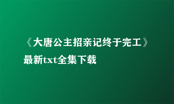 《大唐公主招亲记终于完工》最新txt全集下载