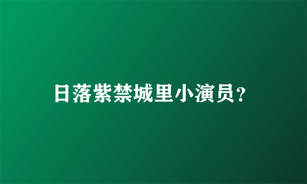 日落紫禁城里小演员？