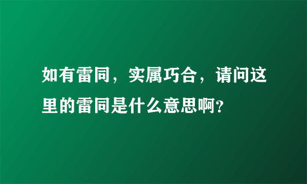 如有雷同，实属巧合，请问这里的雷同是什么意思啊？