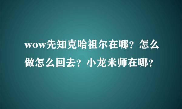 wow先知克哈祖尔在哪？怎么做怎么回去？小龙米师在哪？