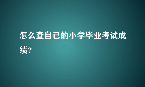 怎么查自己的小学毕业考试成绩？