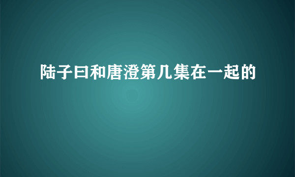 陆子曰和唐澄第几集在一起的