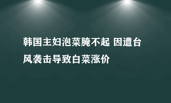 韩国主妇泡菜腌不起 因遭台风袭击导致白菜涨价